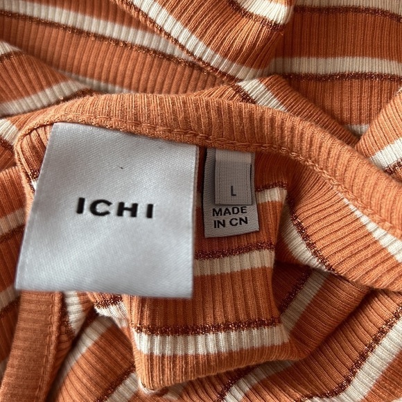 ICHI l Orange Striped Summer Midi Dress - Picture 7 of 9